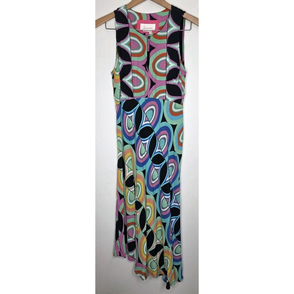 Anthropologie Kenzie Asymmetrical Dress Woman 6 Boho Colorful Whimy Cottage Tank